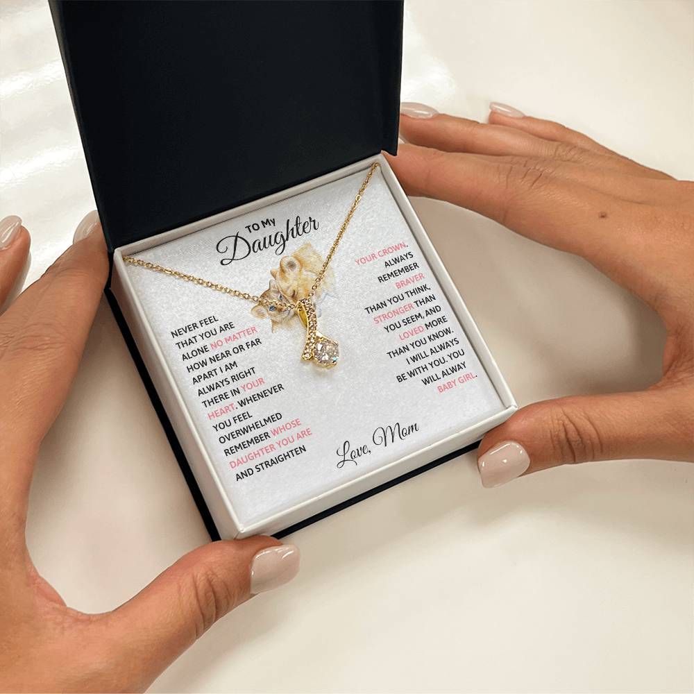 To My Daughter Petite Ribbon Necklace