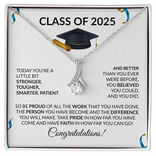Class of 2025 Petite Ribbon Necklace Gift-[Heartfelt Family Gift]