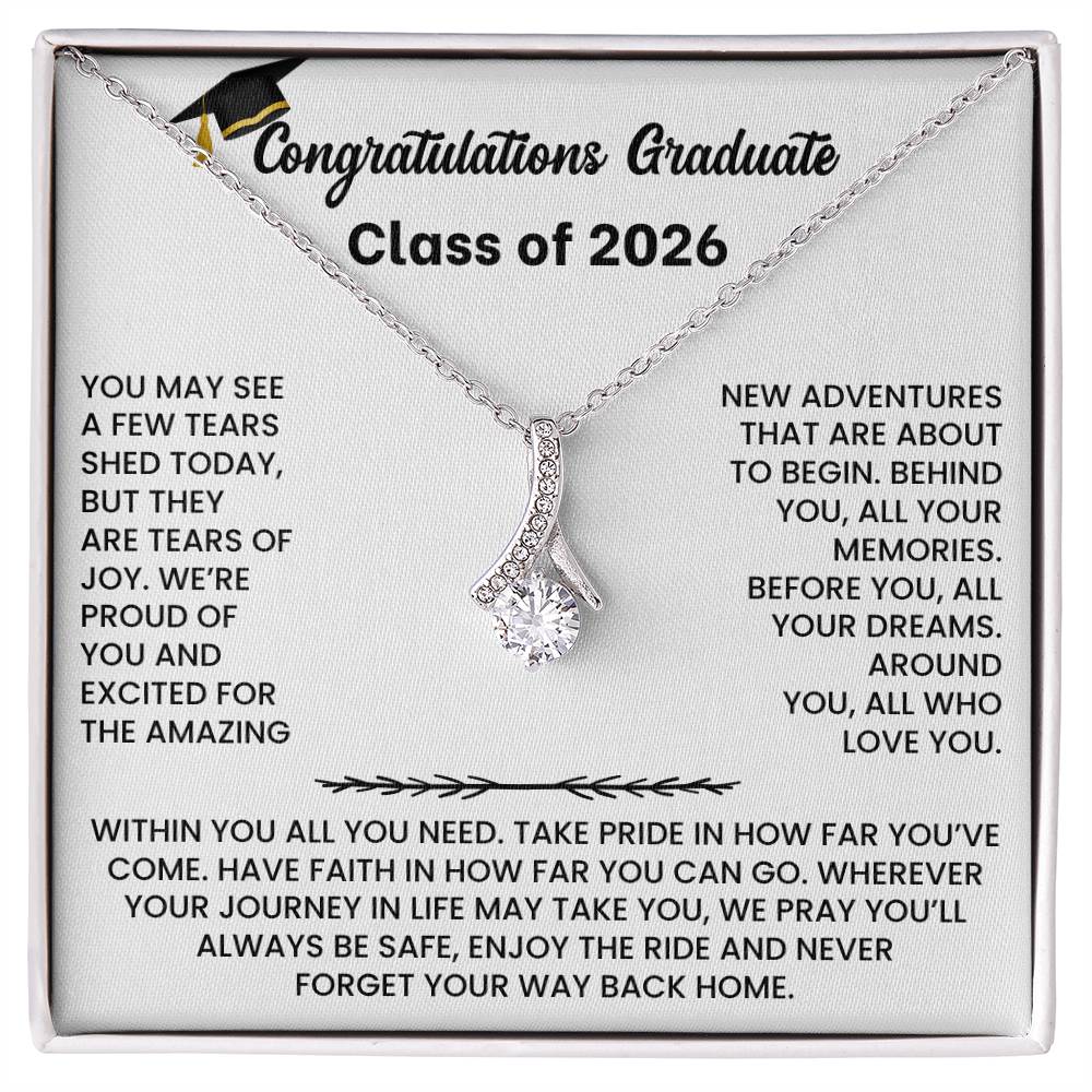 Class of 2026 Graduation Necklace  Gift Petite Ribbon