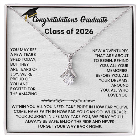 Class of 2026 Graduation Necklace  Gift Petite Ribbon