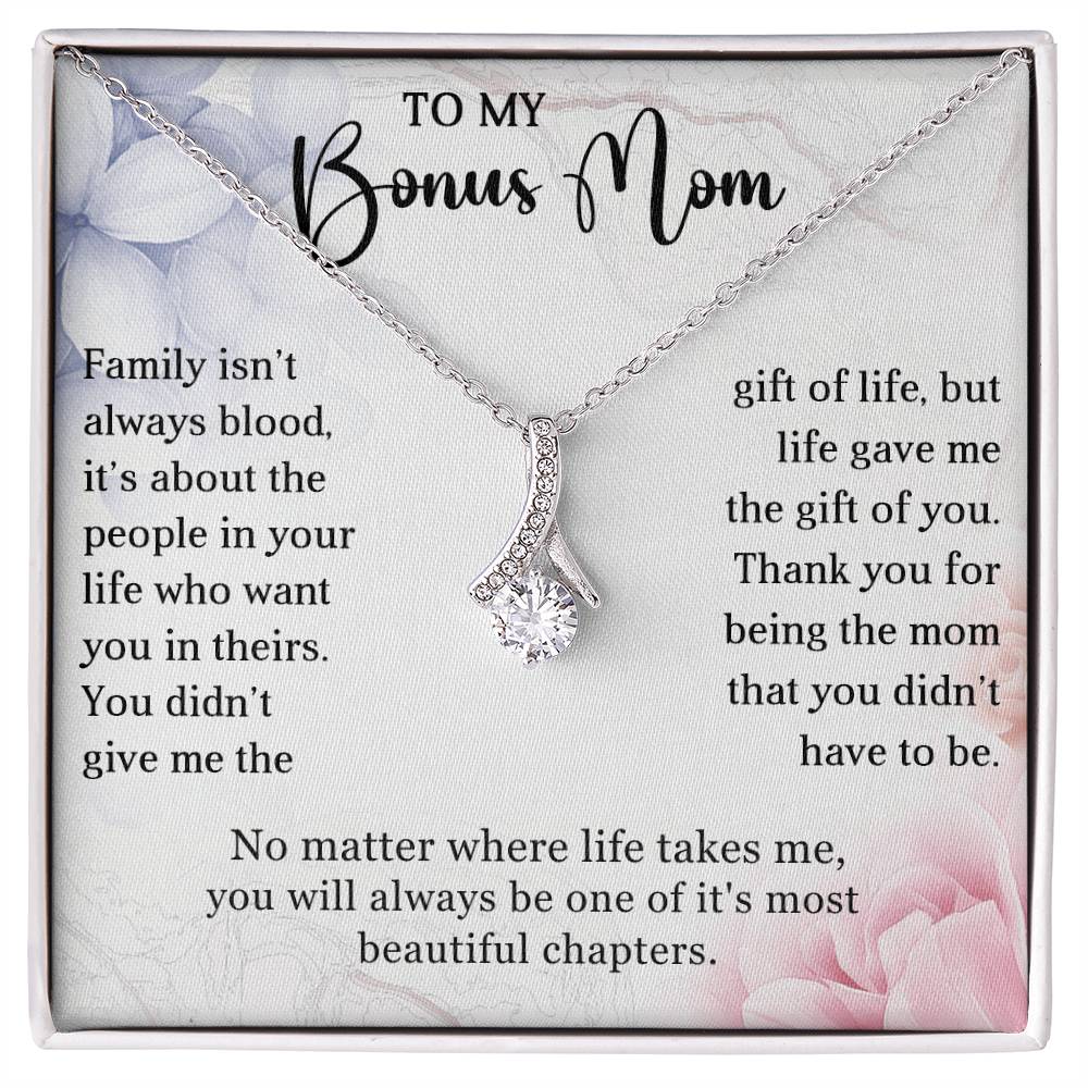 Bonus Mom Petite Ribbon Necklace