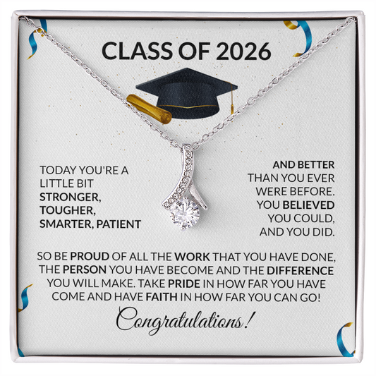 Class of 2026 Graduation Petite Ribbon Necklace Gift