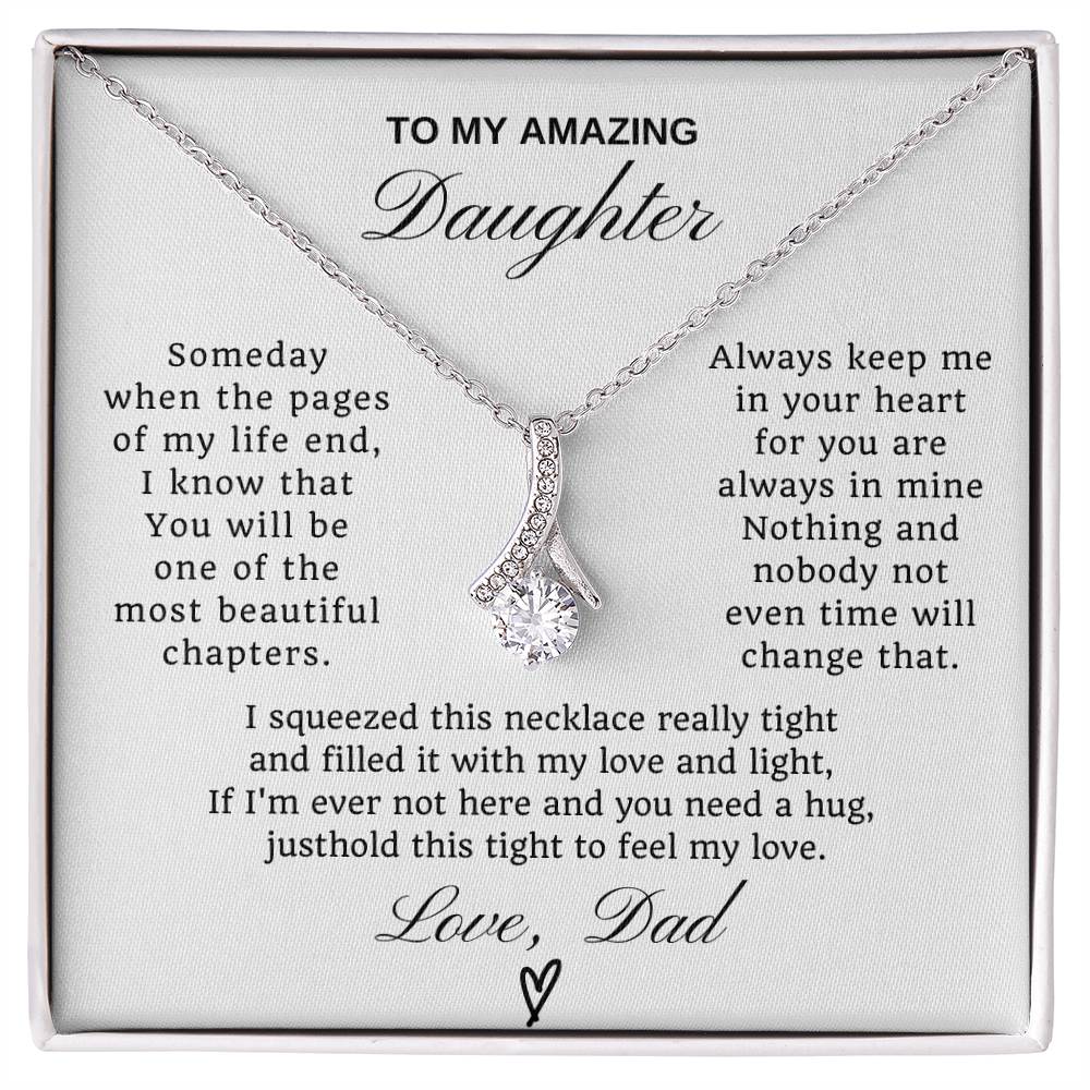 To My Daughter Petite Ribbon Necklace