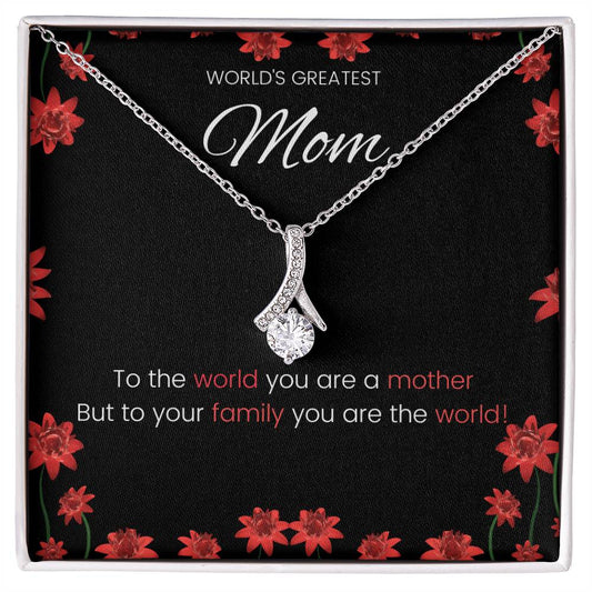 Worlds Greatest Mom Beauty Necklace Alluring  Timeless Pendant for Moms-[Heartfelt Family Gift]