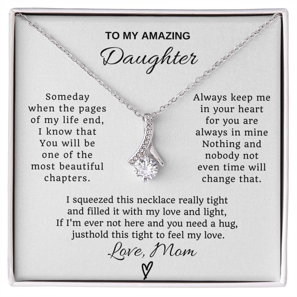 To My Daughter Petite Ribbon Necklace