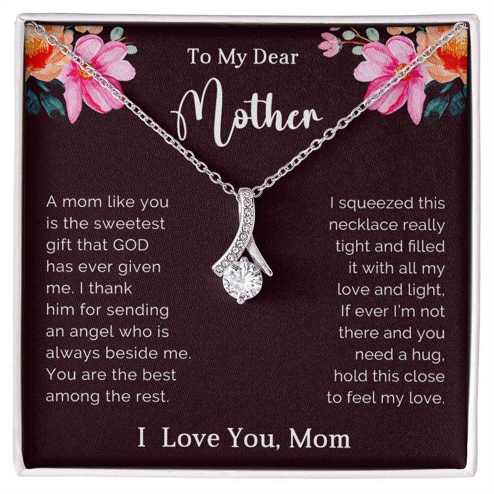To My Mother Petite Ribbon Necklace Gift