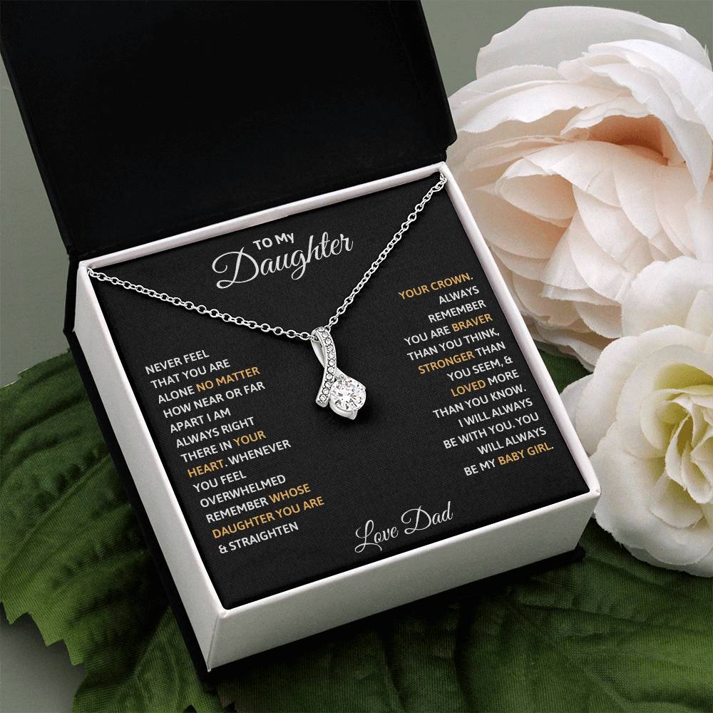 To My Daughter Petite Ribbon Necklace