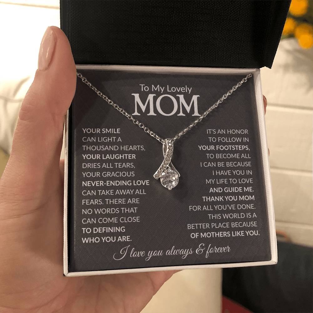 Mom Petite Ribbon Necklace Gift