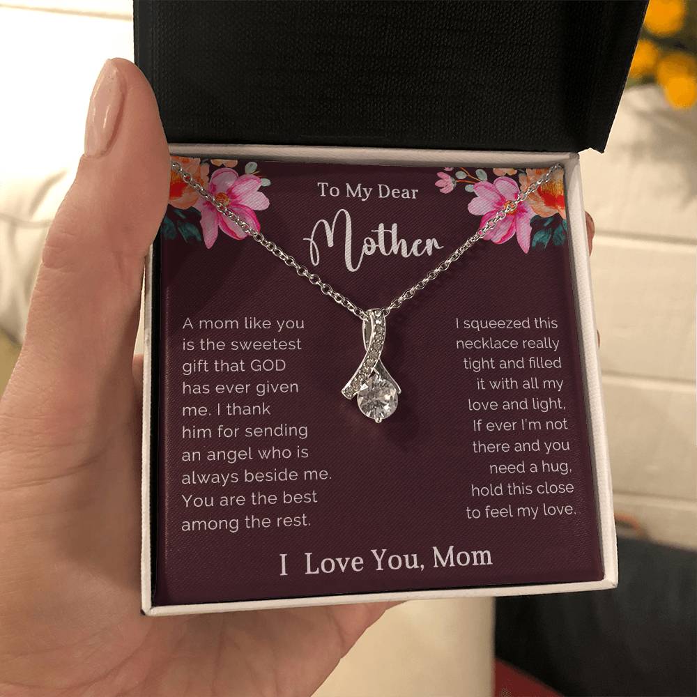 To My Mother Petite Ribbon Necklace Gift