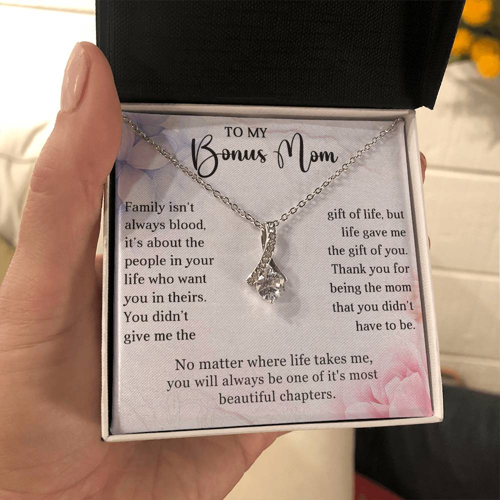 Bonus Mom Petite Ribbon Necklace