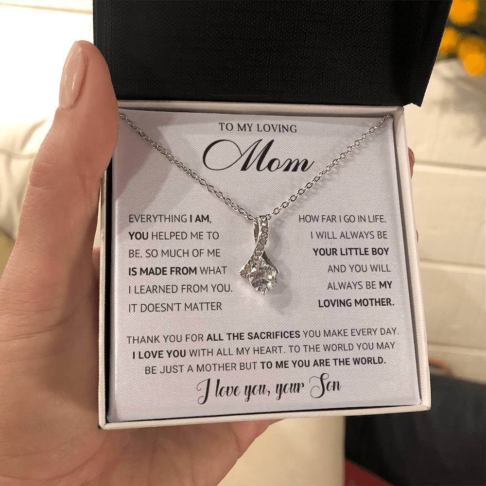 Mom Petite Ribbon Necklace
