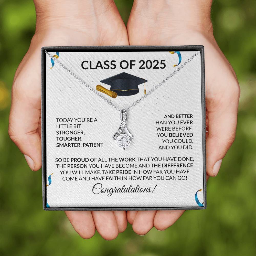 Class of 2025 Petite Ribbon Necklace Gift-[Heartfelt Family Gift]