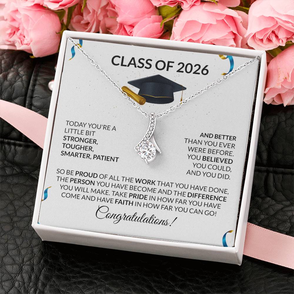 Class of 2026 Graduation Petite Ribbon Necklace Gift