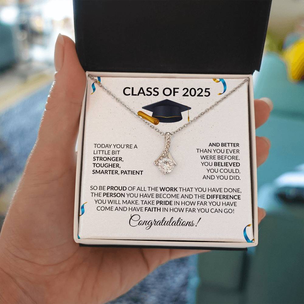 Class of 2025 Petite Ribbon Necklace Gift-[Heartfelt Family Gift]
