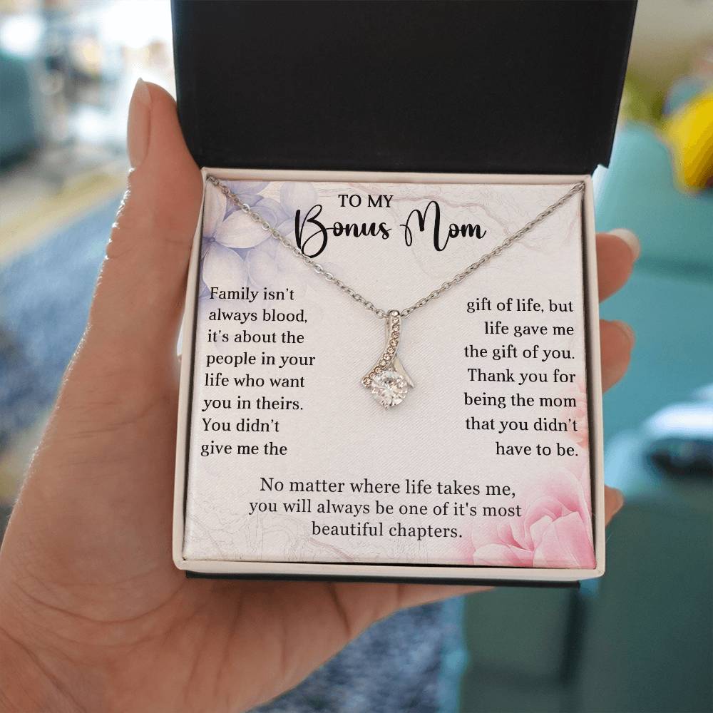 Bonus Mom Petite Ribbon Necklace