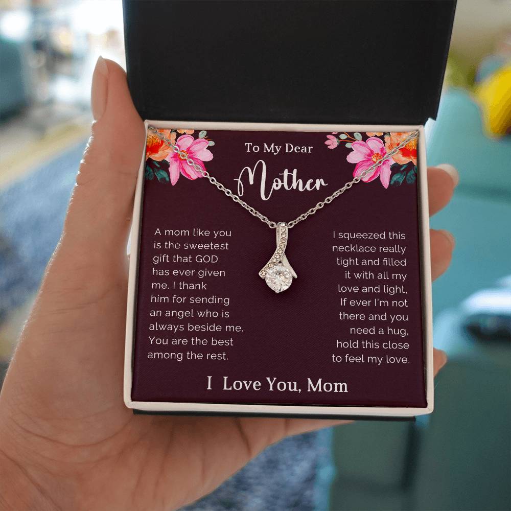 To My Mother Petite Ribbon Necklace Gift