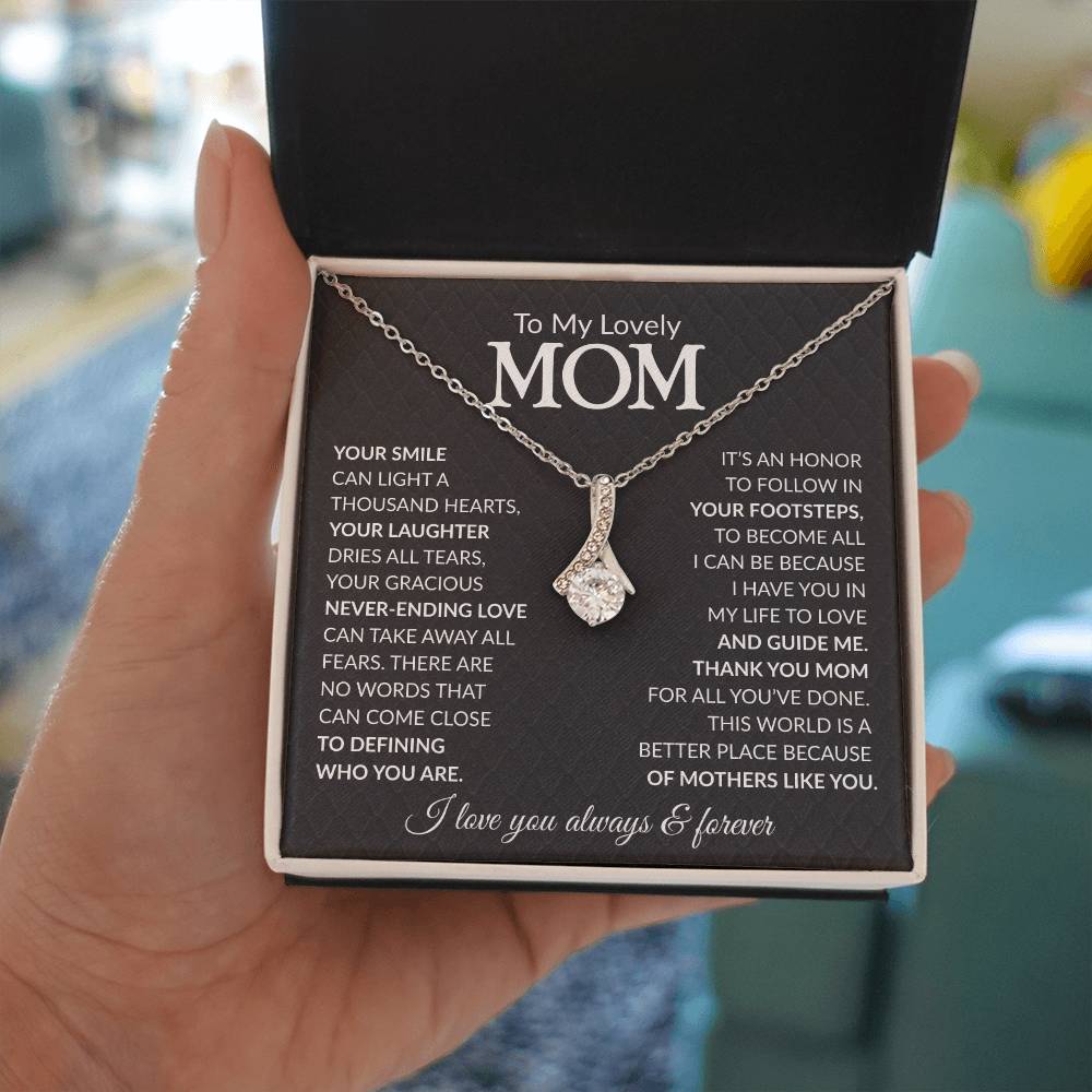 Mom Petite Ribbon Necklace Gift