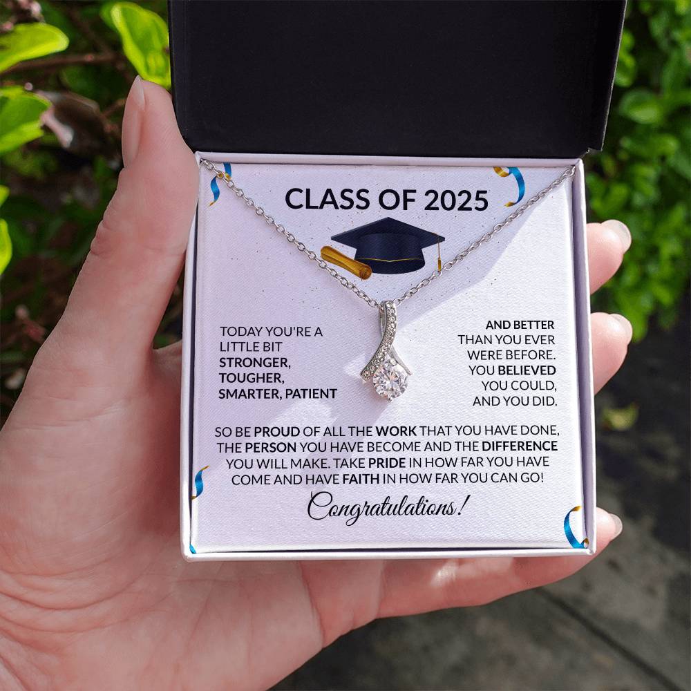 Class of 2025 Petite Ribbon Necklace Gift-[Heartfelt Family Gift]