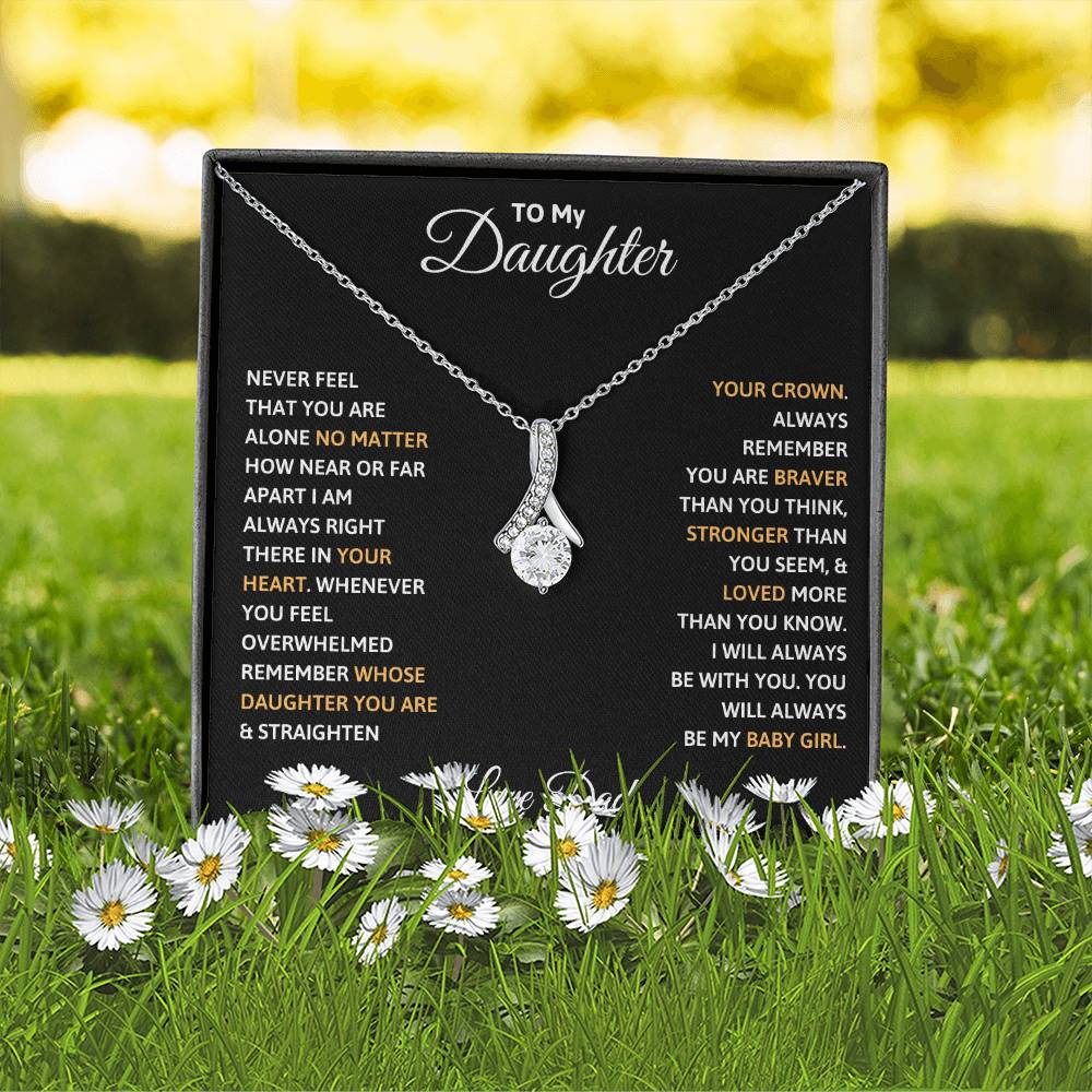 To My Daughter Petite Ribbon Necklace
