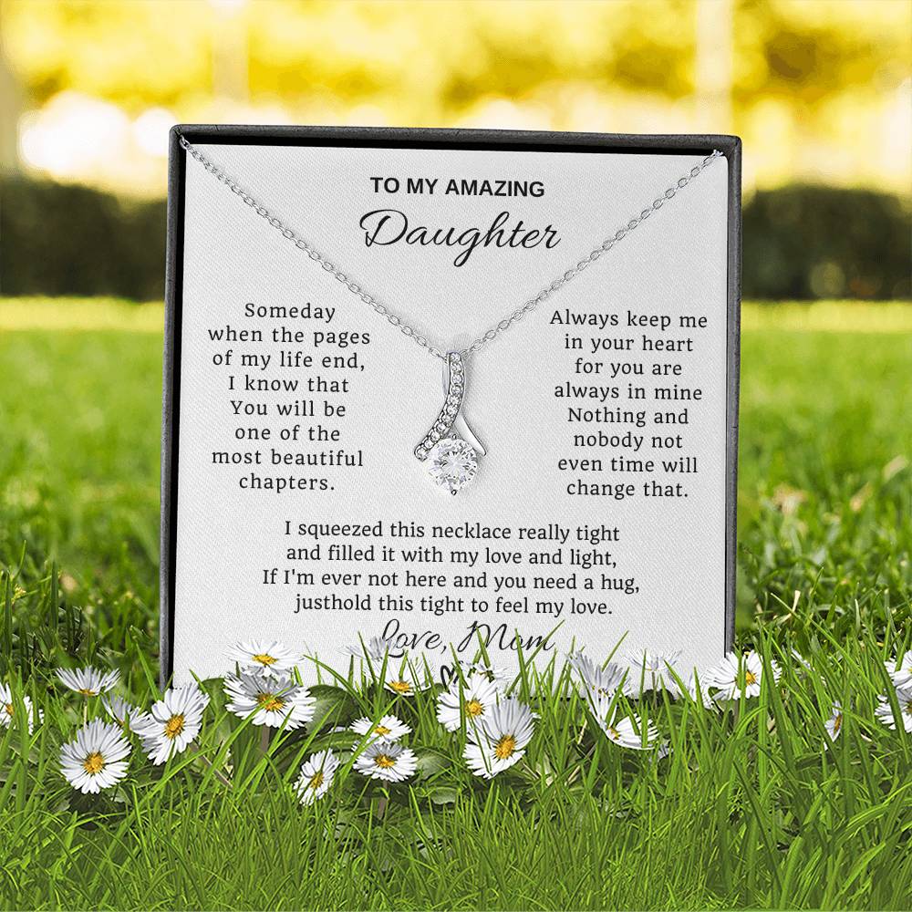 To My Daughter Petite Ribbon Necklace