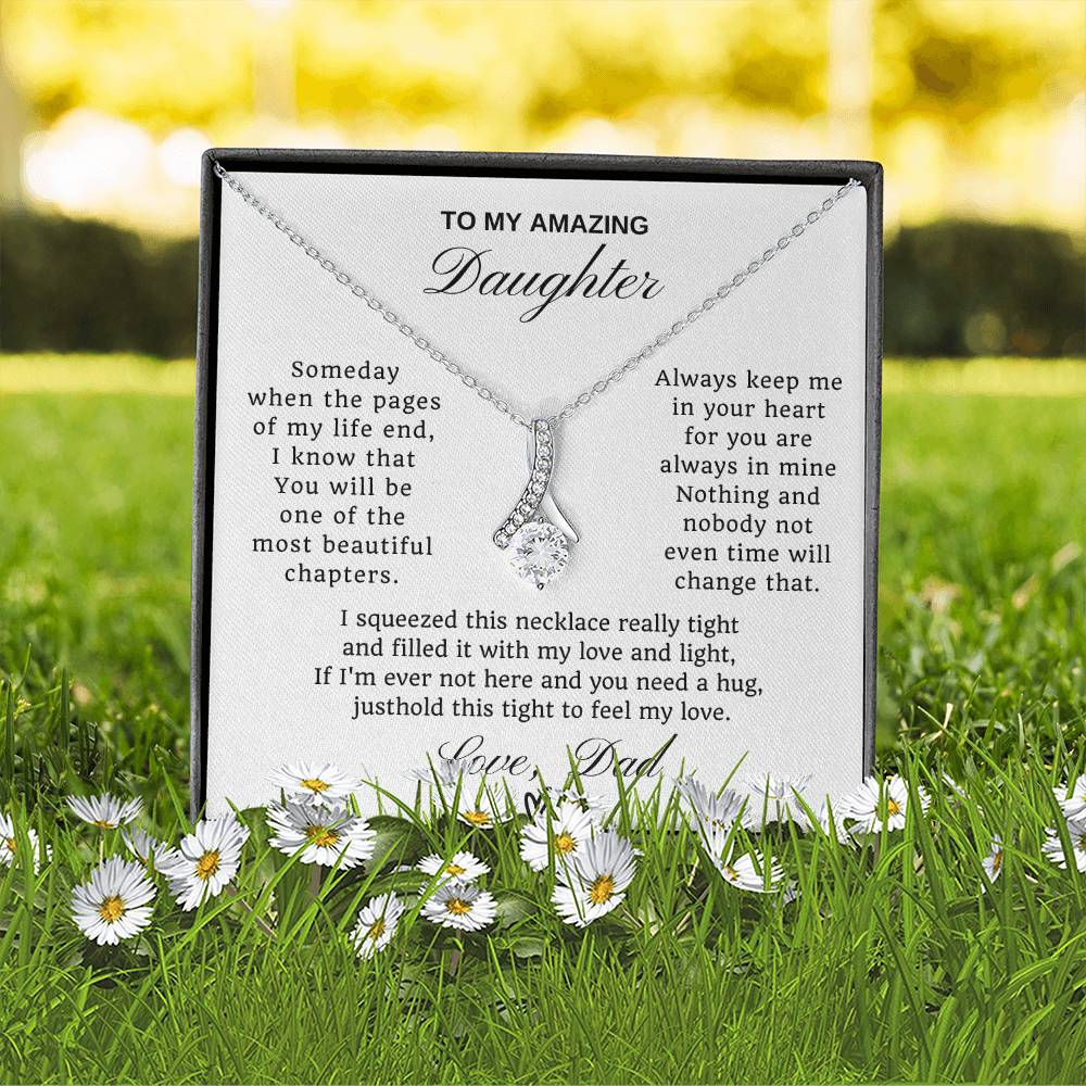 To My Daughter Petite Ribbon Necklace