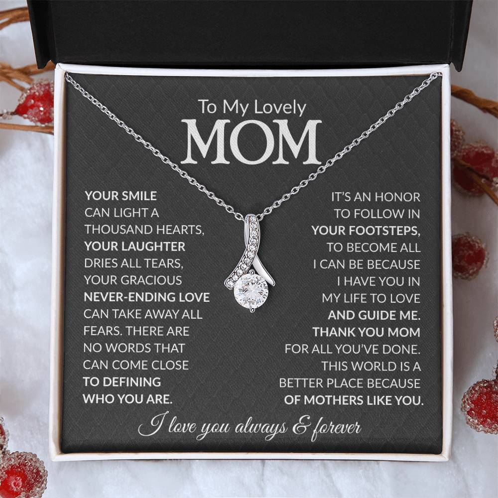 Mom Petite Ribbon Necklace Gift