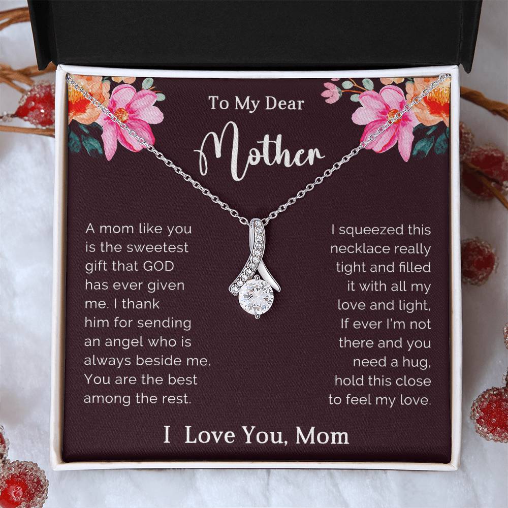 To My Mother Petite Ribbon Necklace Gift