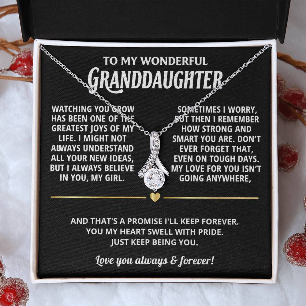 Granddaughter Petite Ribbon Necklace
