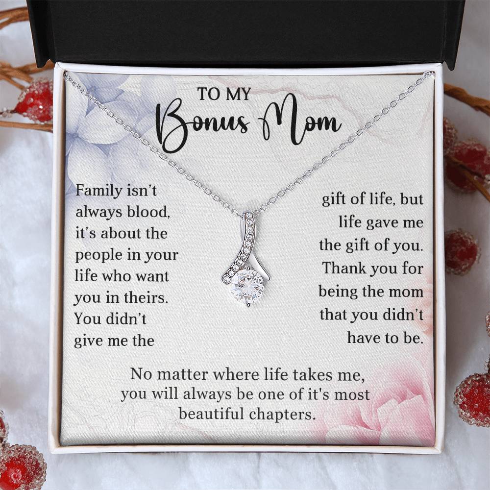 Bonus Mom Petite Ribbon Necklace