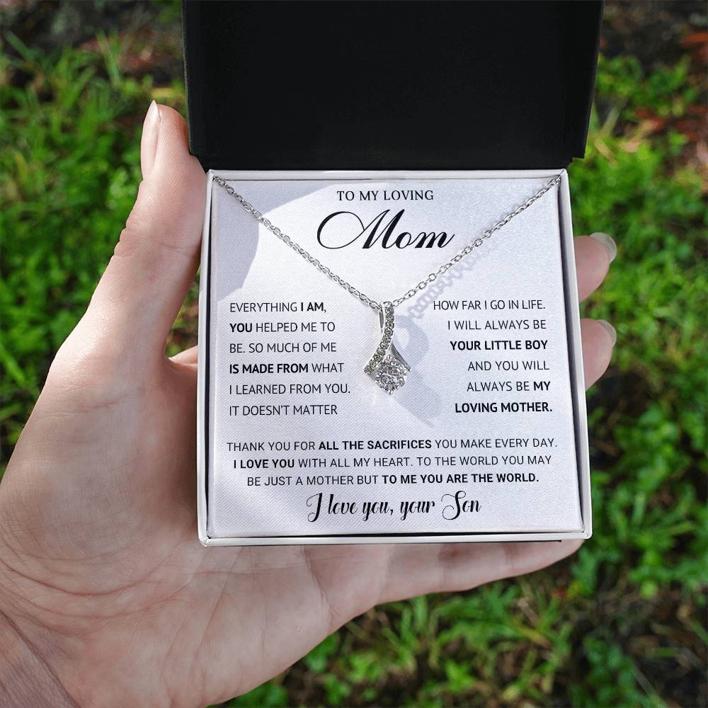 Mom Petite Ribbon Necklace