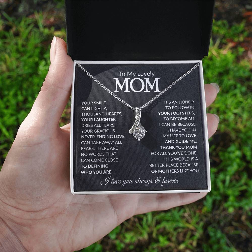 Mom Petite Ribbon Necklace Gift
