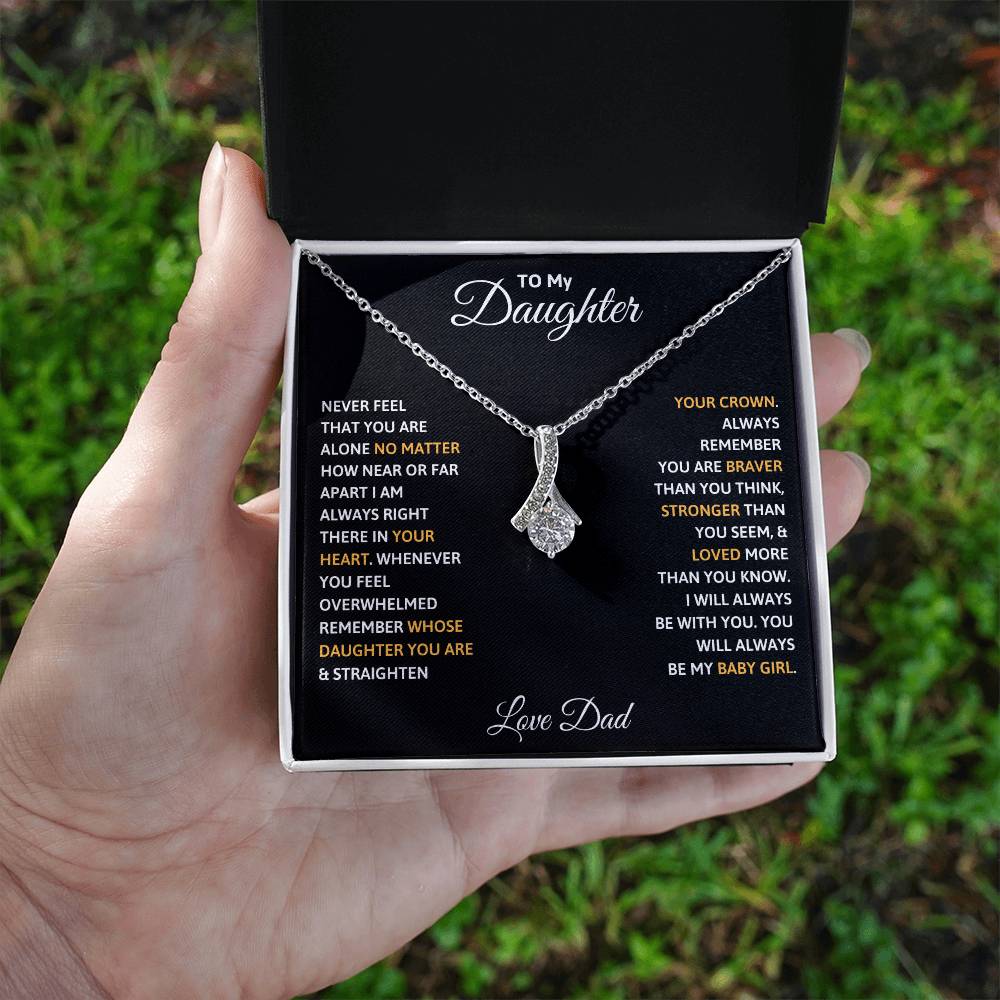 To My Daughter Petite Ribbon Necklace