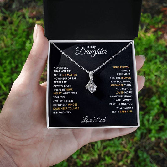 To My Daughter Petite Ribbon Necklace