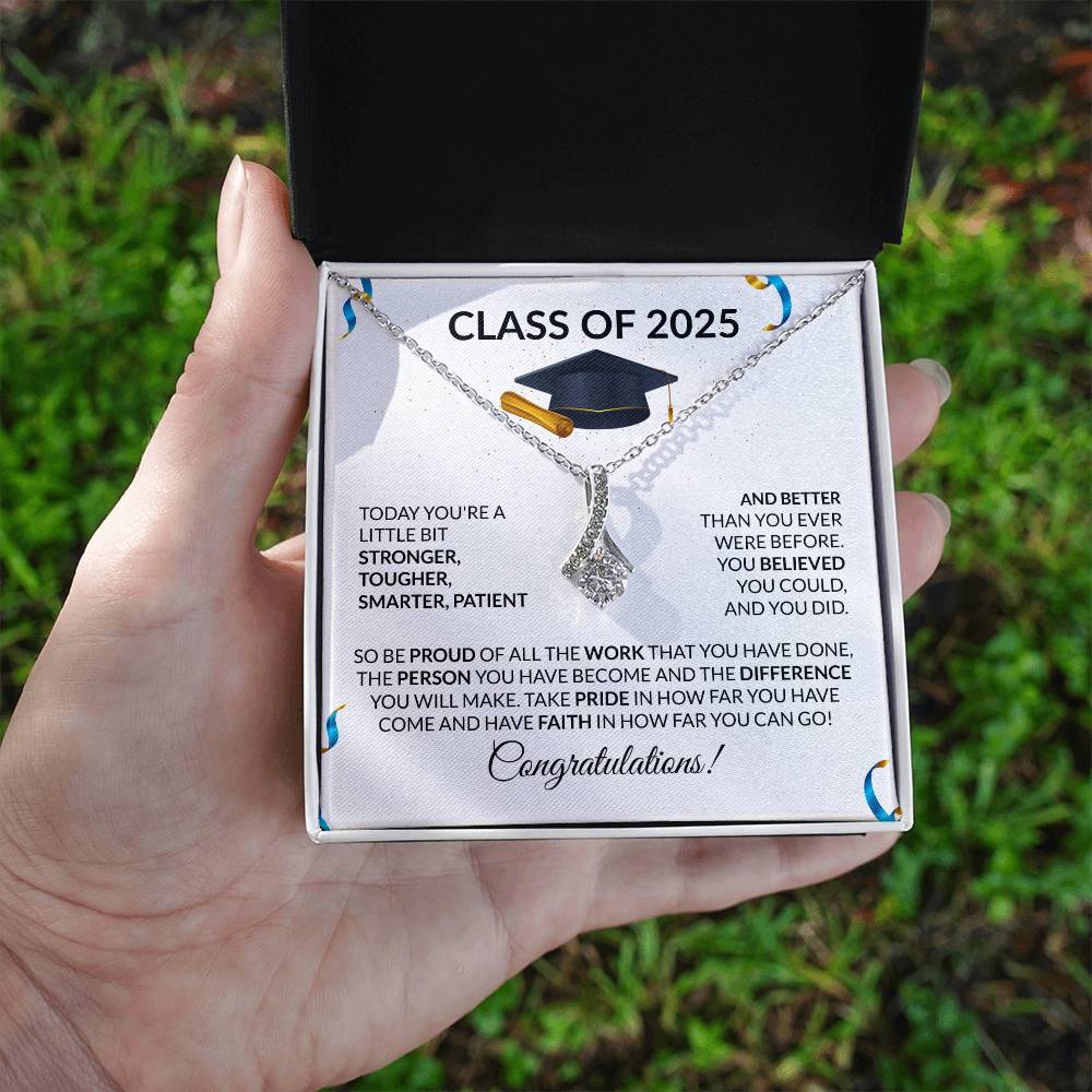 Class of 2025 Petite Ribbon Necklace Gift-[Heartfelt Family Gift]