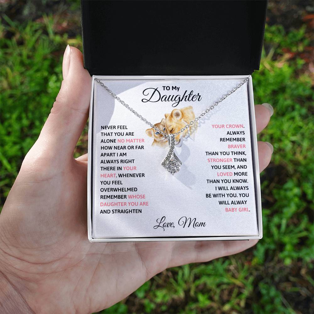To My Daughter Petite Ribbon Necklace