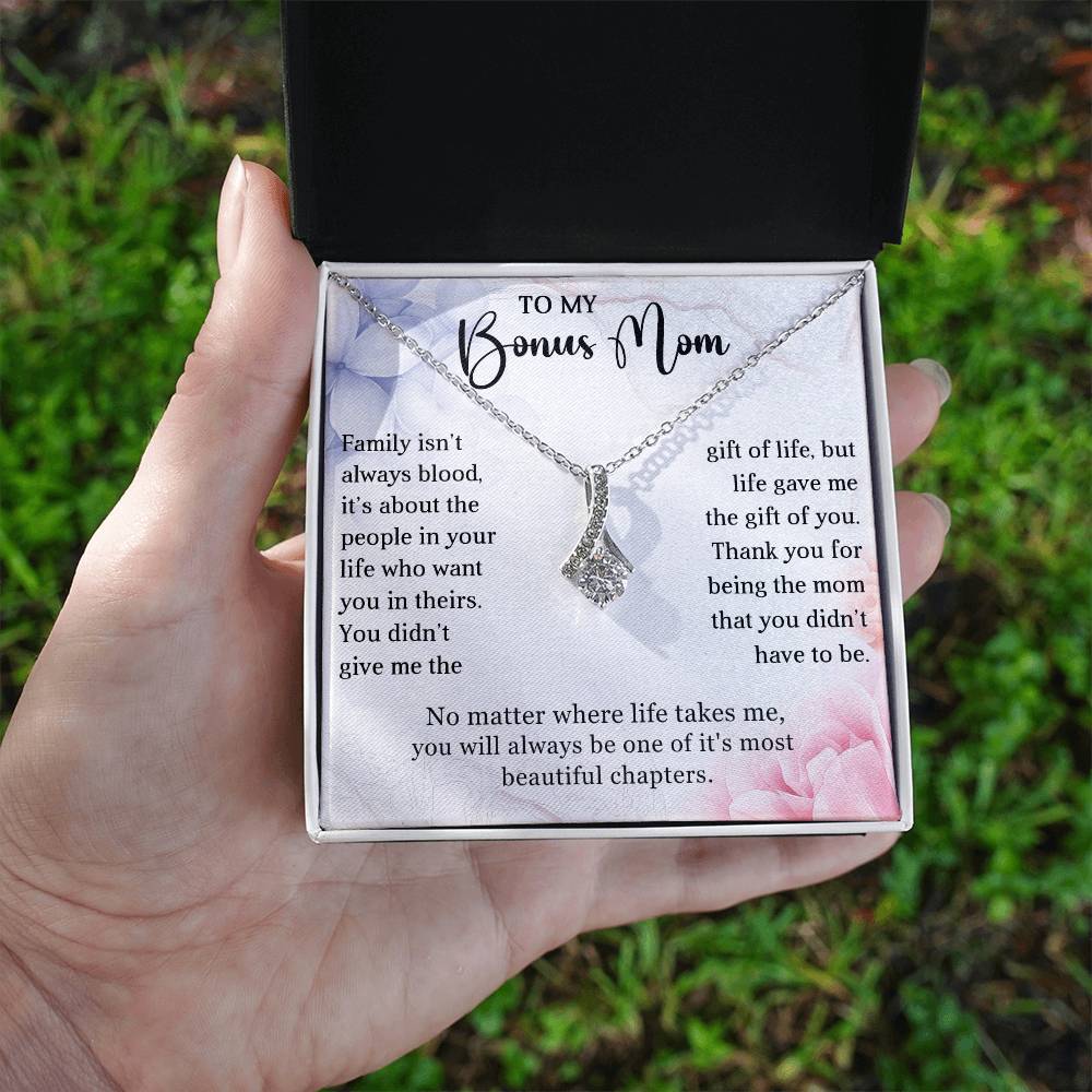 Bonus Mom Petite Ribbon Necklace