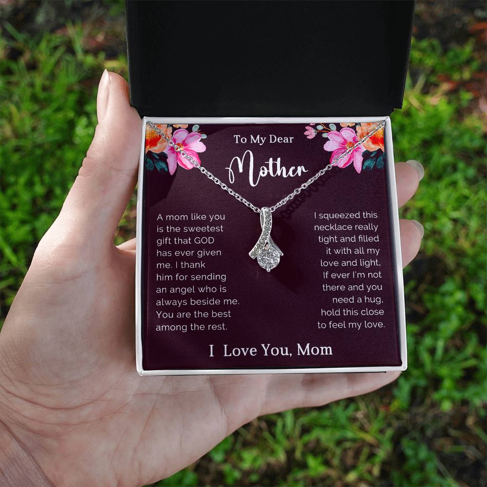 To My Mother Petite Ribbon Necklace Gift