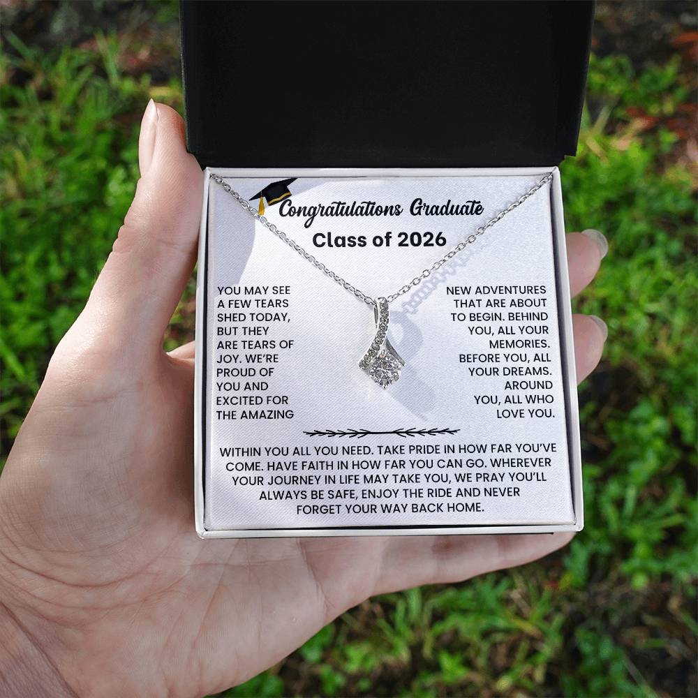 Class of 2026 Graduation Necklace  Gift Petite Ribbon