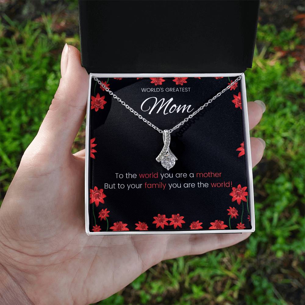 Worlds Greatest Mom Beauty Necklace Alluring  Timeless Pendant for Moms-[Heartfelt Family Gift]