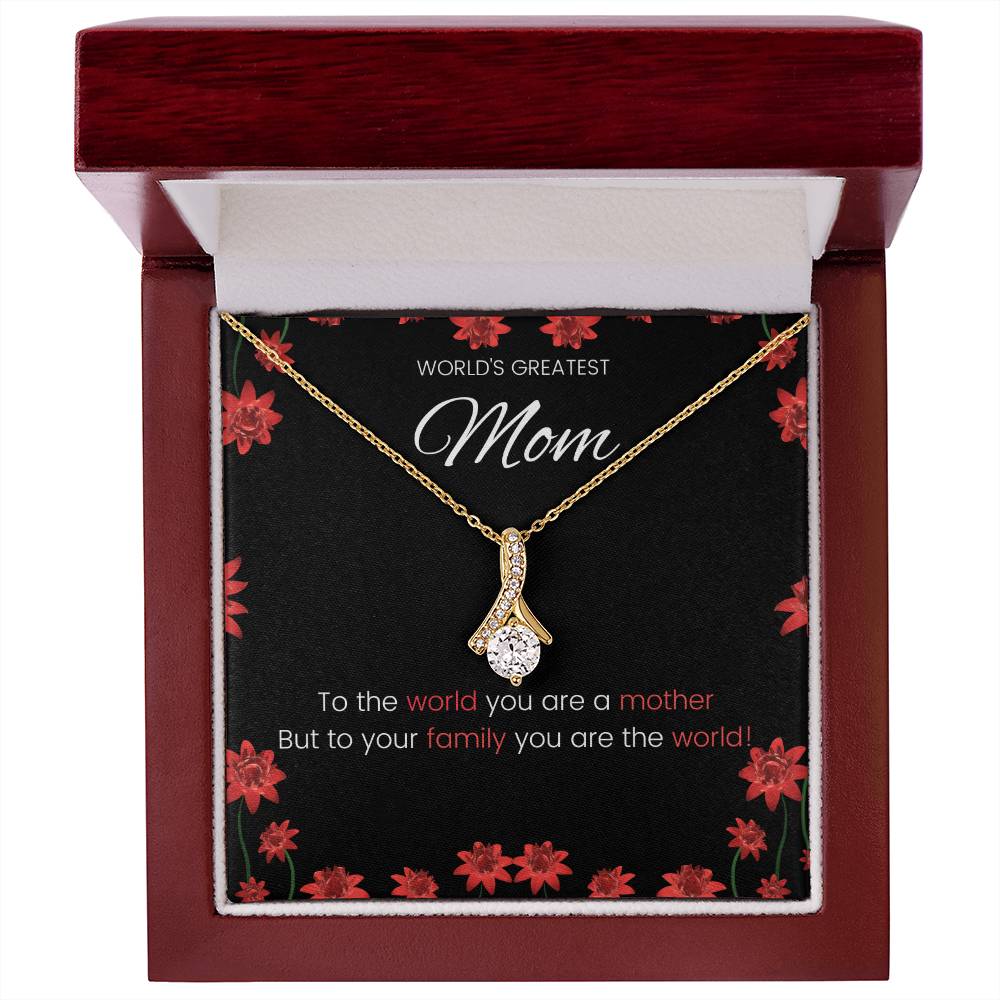 Worlds Greatest Mom Beauty Necklace Alluring  Timeless Pendant for Moms-[Heartfelt Family Gift]