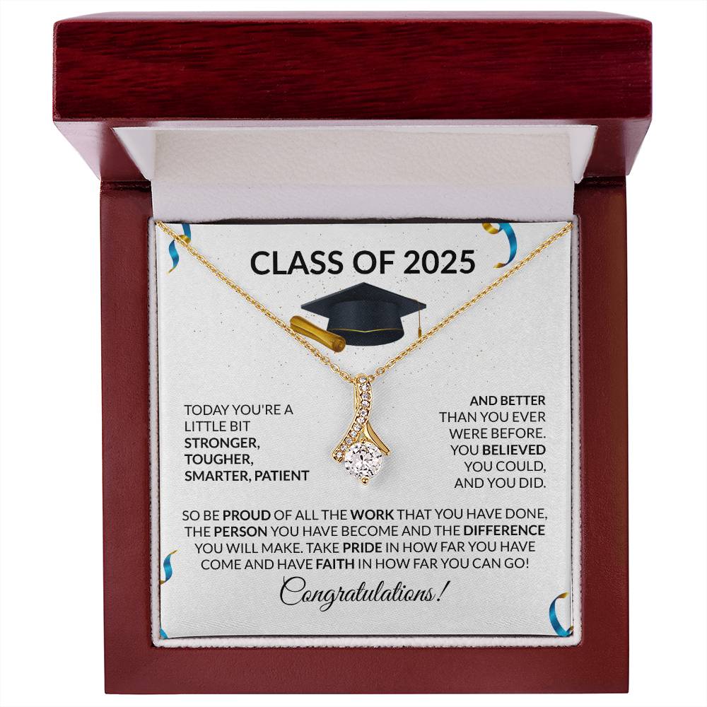Class of 2025 Petite Ribbon Necklace Gift-[Heartfelt Family Gift]