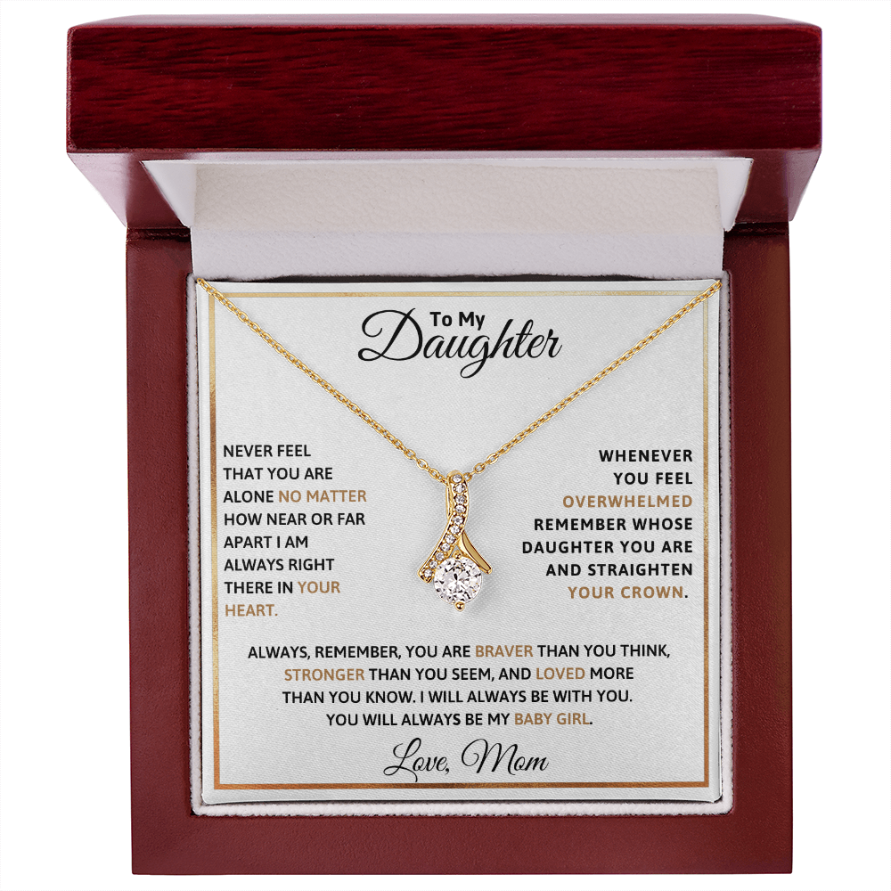 To My Daughter Petite Ribbon Necklace