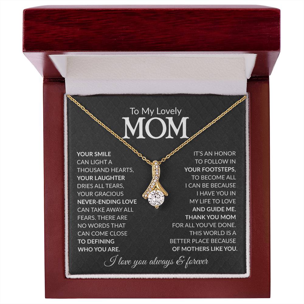 Mom Petite Ribbon Necklace Gift