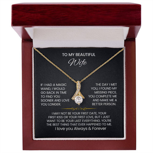 Wife Petite Ribbon Necklace