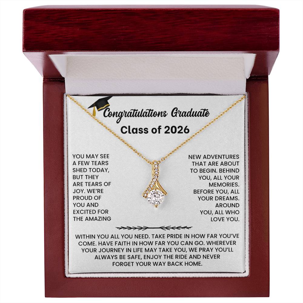 Class of 2026 Graduation Necklace  Gift Petite Ribbon