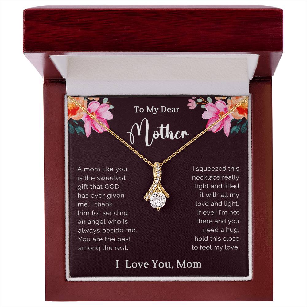 To My Mother Petite Ribbon Necklace Gift