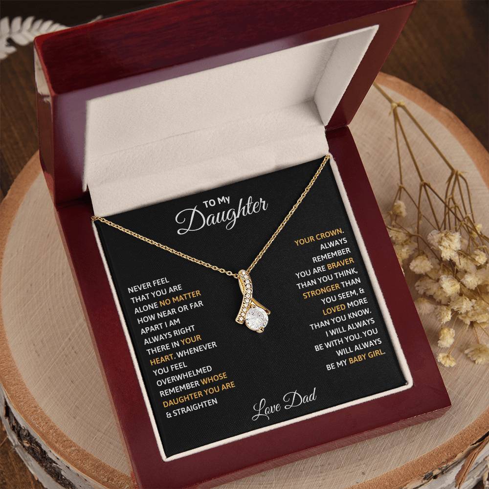 To My Daughter Petite Ribbon Necklace