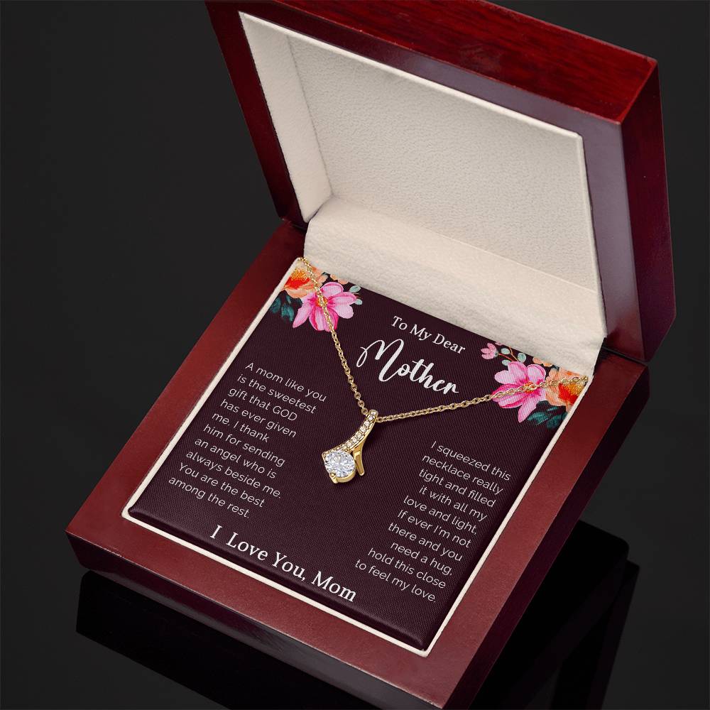 To My Mother Petite Ribbon Necklace Gift