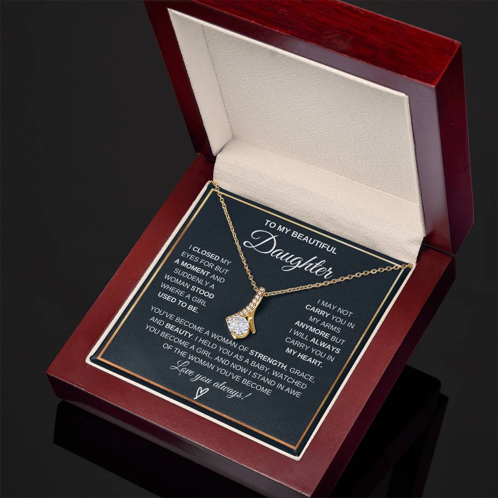 To My Daughter Petite Ribbon Necklace Gift