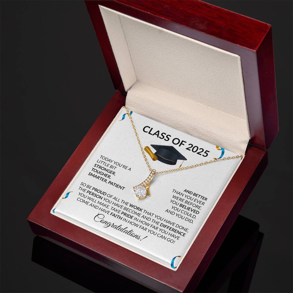 Class of 2025 Petite Ribbon Necklace Gift-[Heartfelt Family Gift]